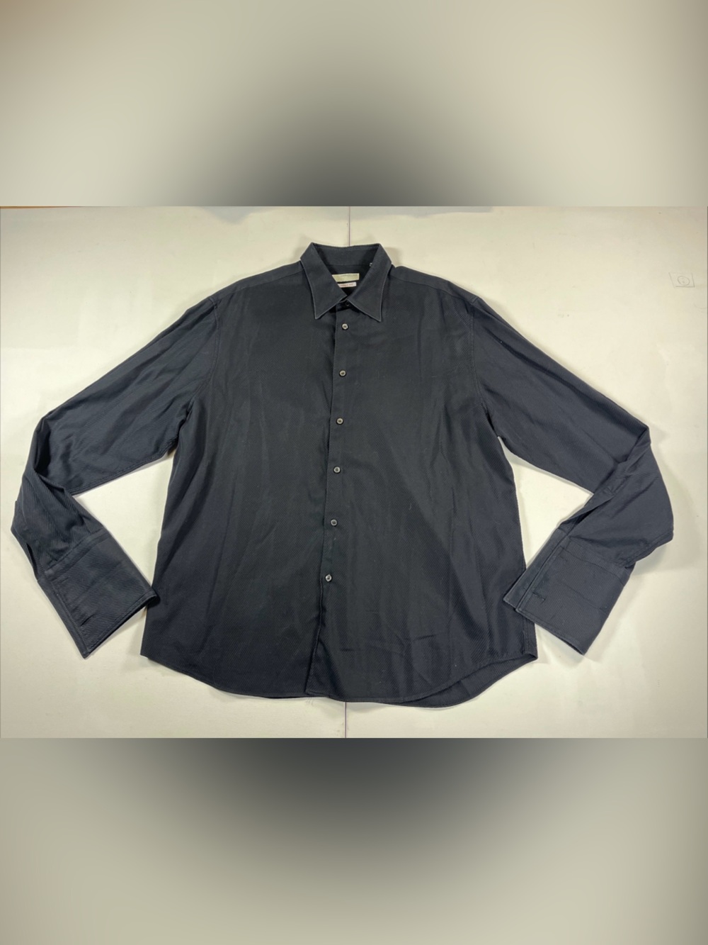 Poggianti 1958 Dress Shirt Cotton Black French Cuff  Button Italy Men’s 45 18